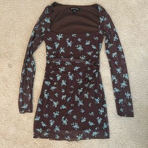 Motel Rocks Long Sleeve Brown Dress